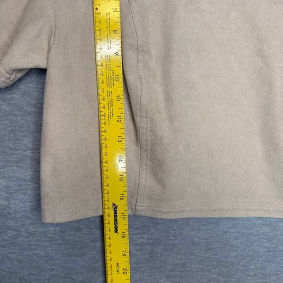 Anthropologie Pilcro Faux Suede Tee Size Large Beige Cropped Top - Picture 3 of 7